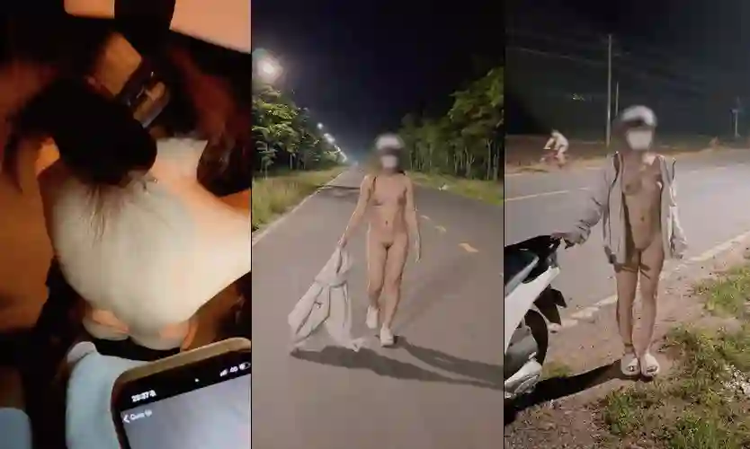 Lột sạch đồ khoe lồn đi dạo giữa đường